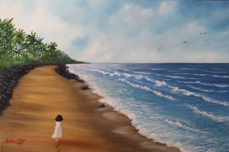 Original Impressionism Seascape Painting by Goutami Mishra