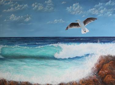 Print of Seascape Paintings by Goutami Mishra