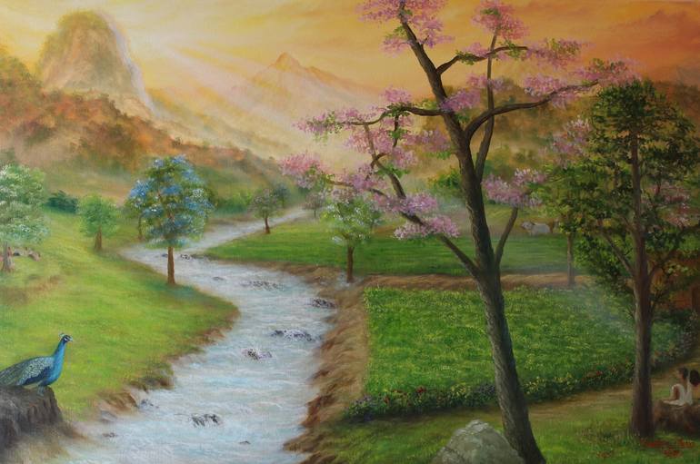 Original Fine Art Landscape Painting by Goutami Mishra