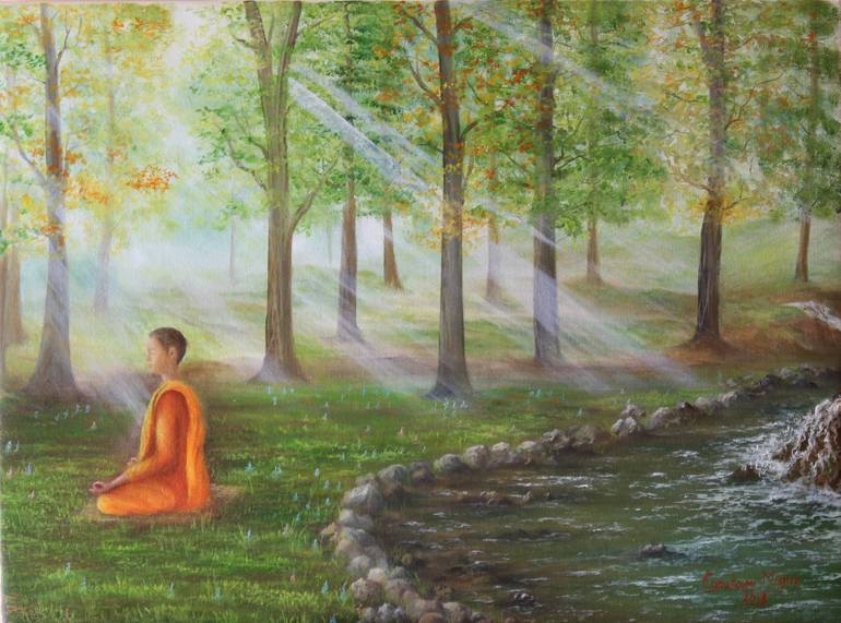 Original Figurative Landscape Painting by Goutami Mishra