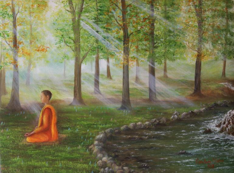 Original Figurative Landscape Painting by Goutami Mishra