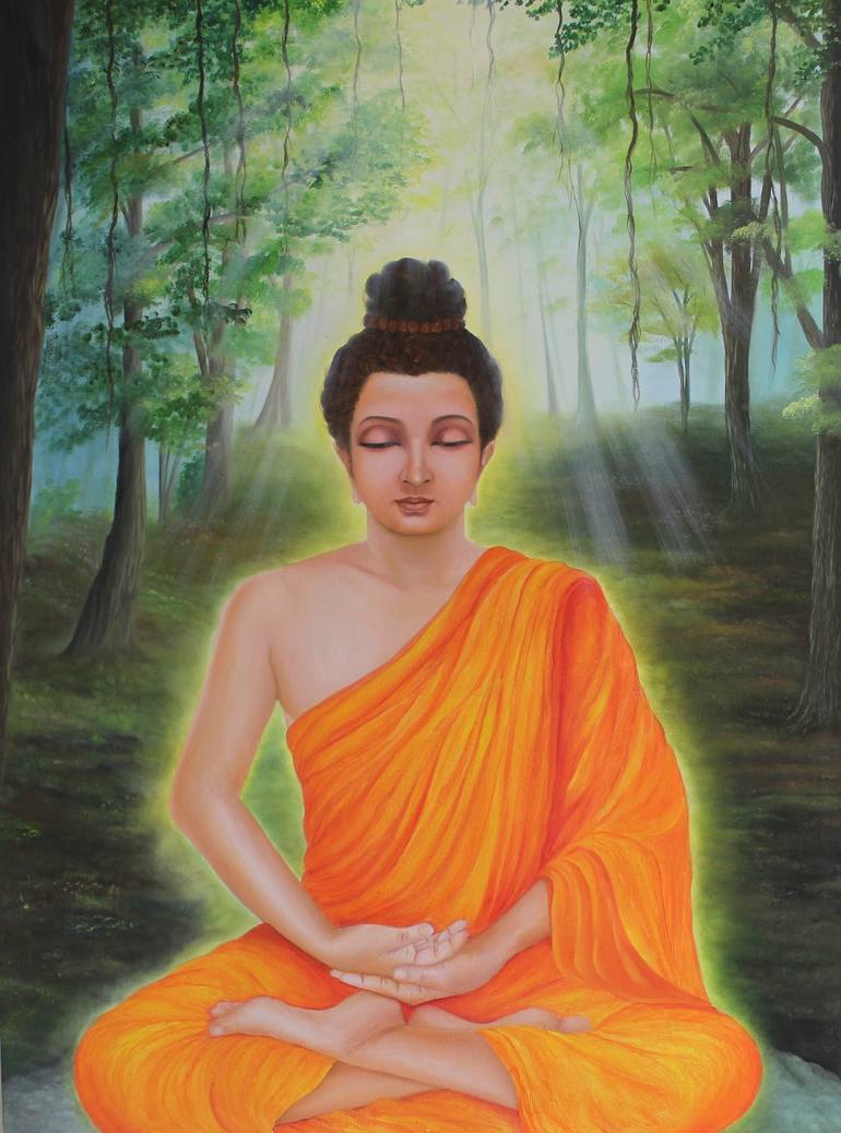 Buddha Painting Meditation Original Art Indian Artwork Spiritual