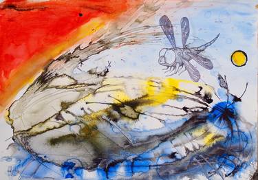 Original Abstract Expressionism Landscape Drawings by Jez Sugars