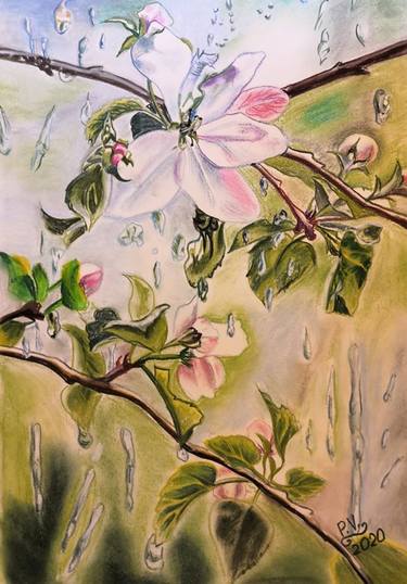 Original Art Deco Floral Painting by Valentyna Pylypenko