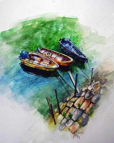 Print of Impressionism Boat Paintings by EJ Koh