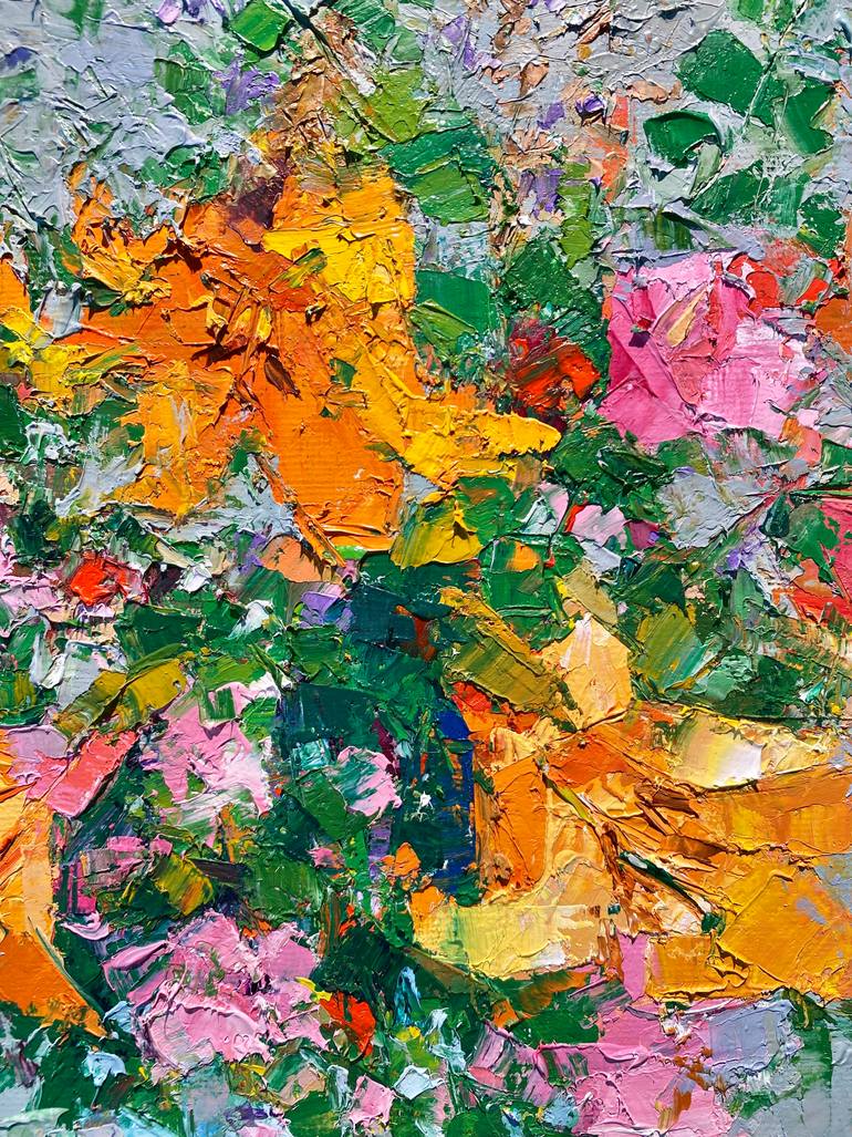 Original Impressionism Floral Painting by Ej Koh