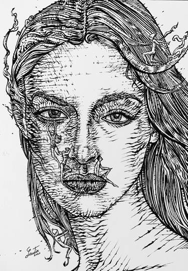 Original Portraiture Women Drawings by Lautir -