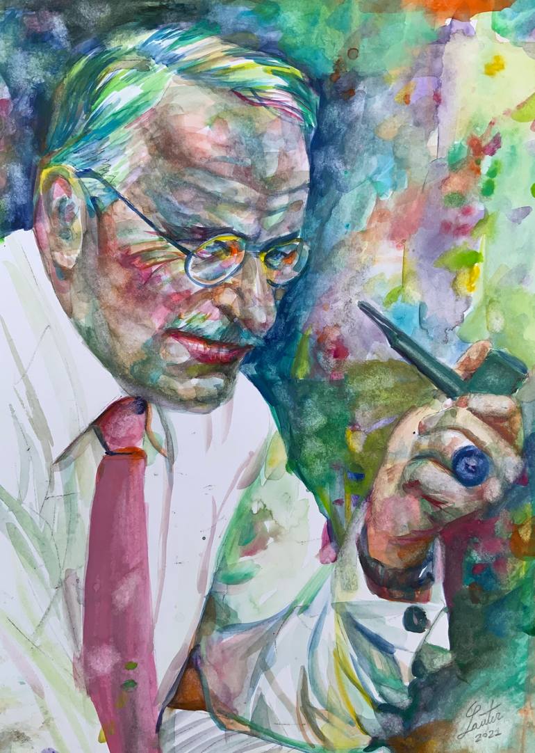 Buy Old Man Portrait - Realism, Watercolor Painting Online