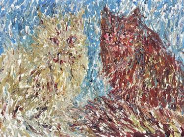 Original Figurative Cats Paintings by Lautir -