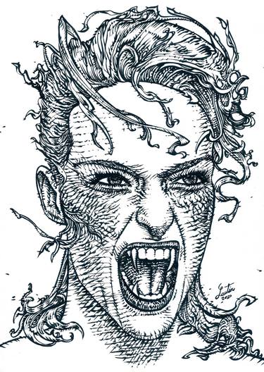 Original Portraiture Fantasy Drawings by Lautir -