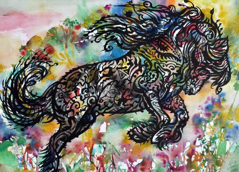Original Figurative Horse Paintings by Lautir -