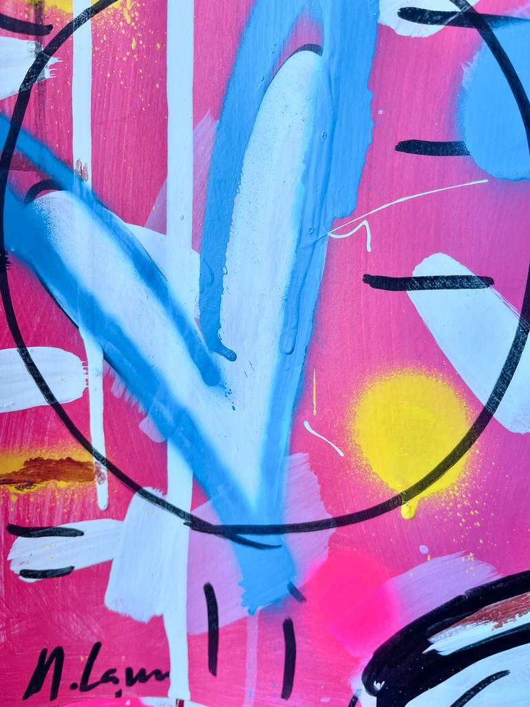 Original Street Art Cartoon Painting by Mercedes Lagunas