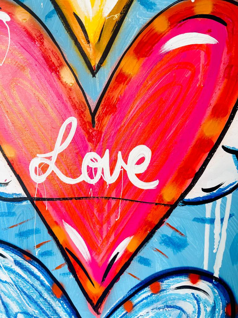 Original Street Art Love Painting by Mercedes Lagunas