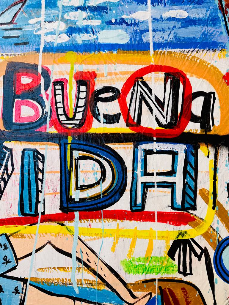 Original Street Art Landscape Painting by Mercedes Lagunas