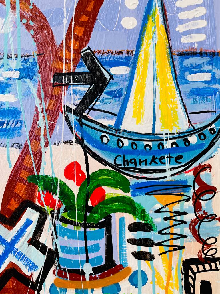 Original Street Art Landscape Painting by Mercedes Lagunas