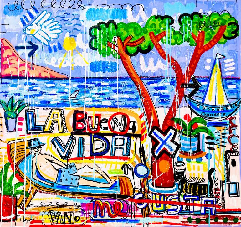 Original Street Art Landscape Painting by Mercedes Lagunas