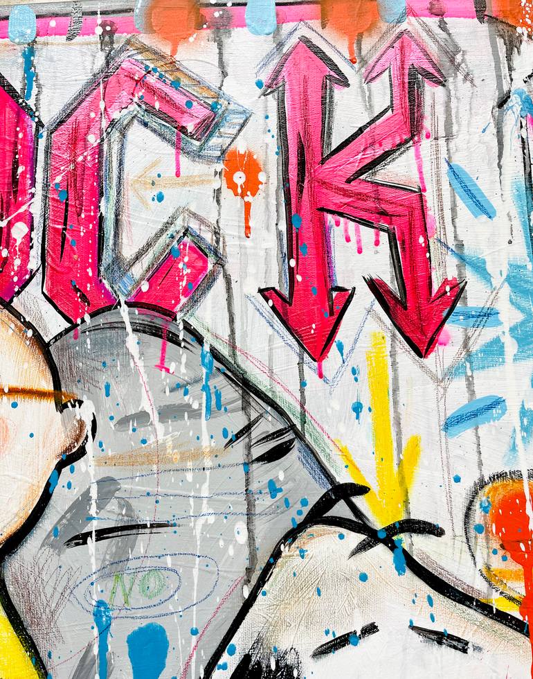 Original Street Art Cartoon Painting by Mercedes Lagunas