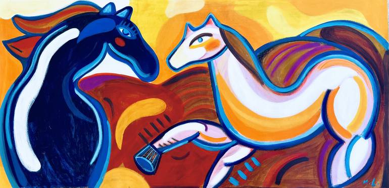 Original Expressionism Animal Painting by Mercedes Lagunas