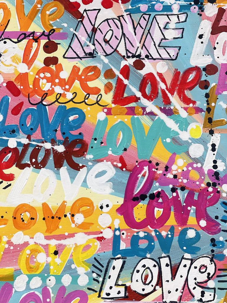 Original Street Art Love Painting by Mercedes Lagunas