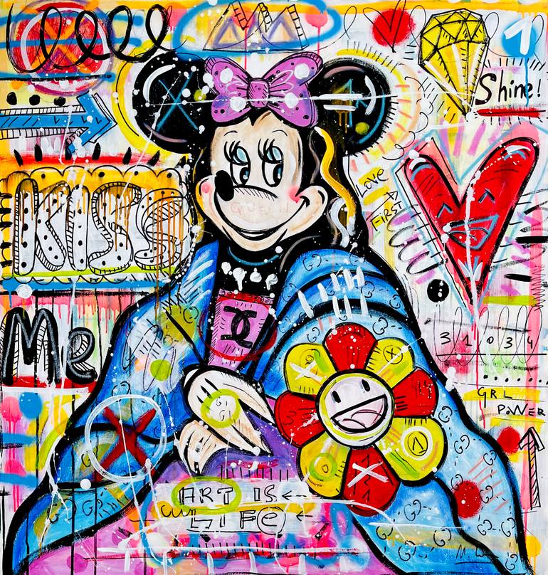 Original Street Art Cartoon Painting by Mercedes Lagunas