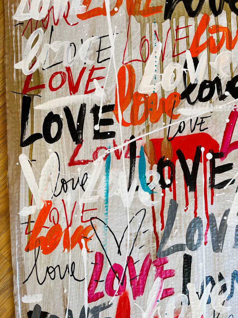 Original Street Art Love Painting by Mercedes Lagunas