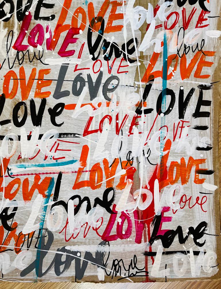 Original Street Art Love Painting by Mercedes Lagunas