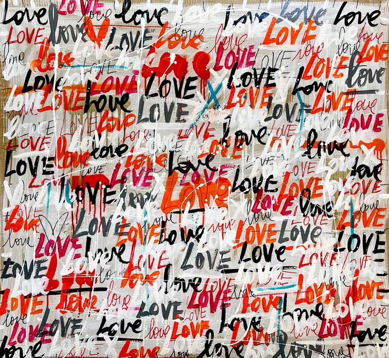 Original Street Art Love Painting by Mercedes Lagunas