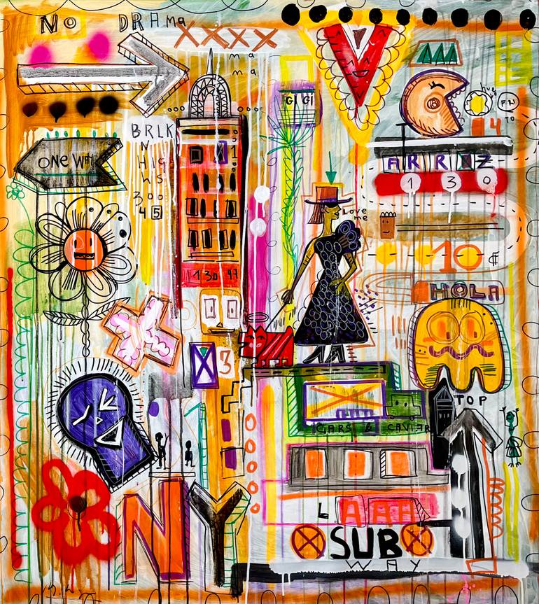Original Street Art Pop Culture/Celebrity Painting by Mercedes Lagunas