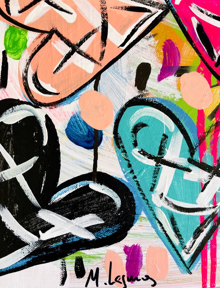 Original Street Art Love Painting by Mercedes Lagunas