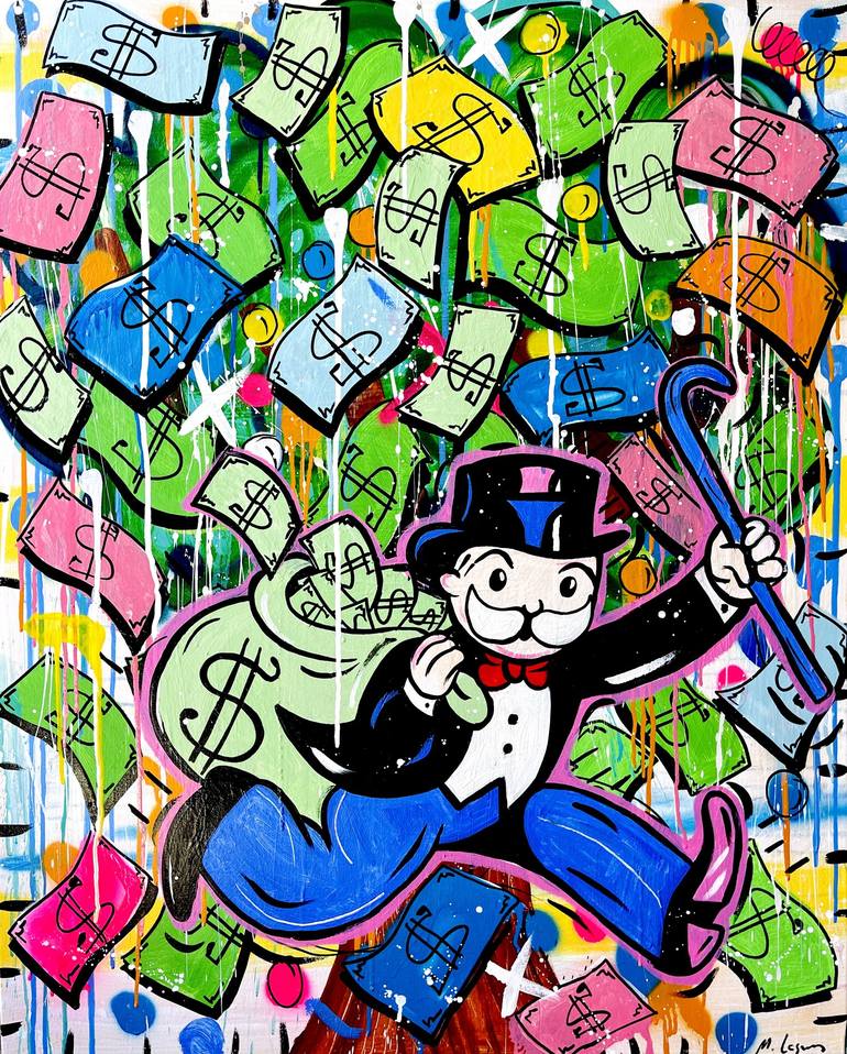 Original Street Art Cartoon Painting by Mercedes Lagunas