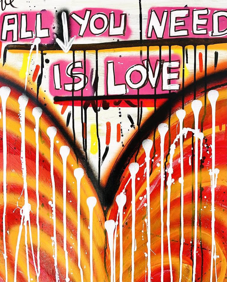 Original Street Art Love Painting by Mercedes Lagunas