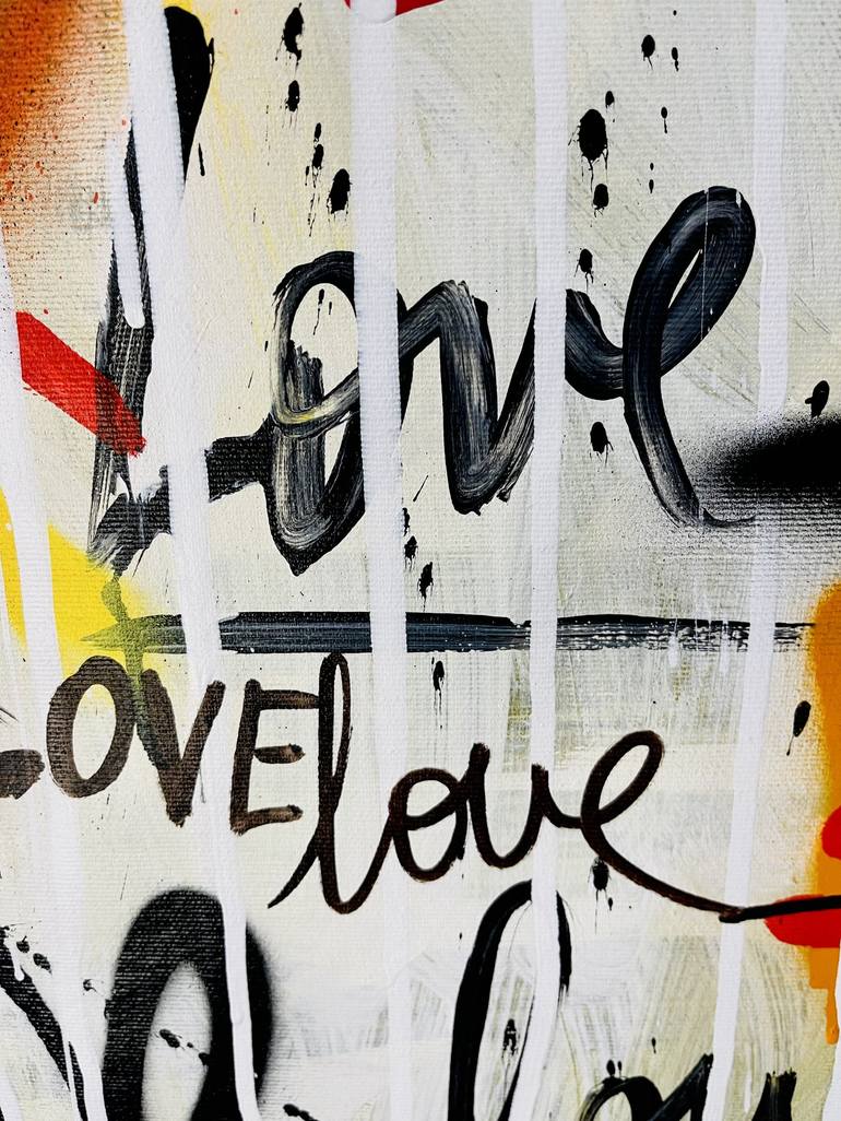 Original Street Art Love Painting by Mercedes Lagunas