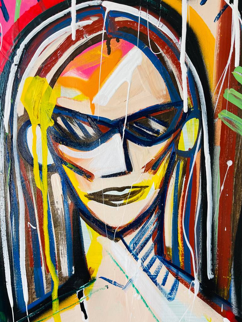 Original Expressionism People Painting by Mercedes Lagunas