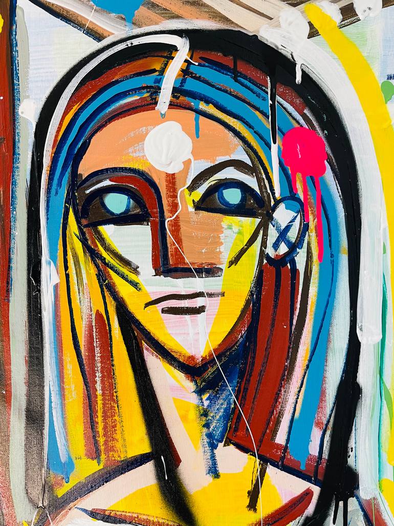 Original Expressionism People Painting by Mercedes Lagunas