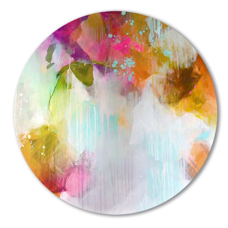 Circular abstract acrylic painting on round stretched canvas. Original  Abstract Painting On Canvas, Contemporary Wall Art, Modern art