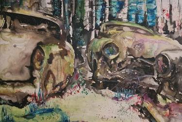 Original Expressionism Car Paintings by Afroditi Kyriazi