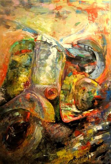 Print of Expressionism Motorcycle Paintings by Aphrodite Kyriazi