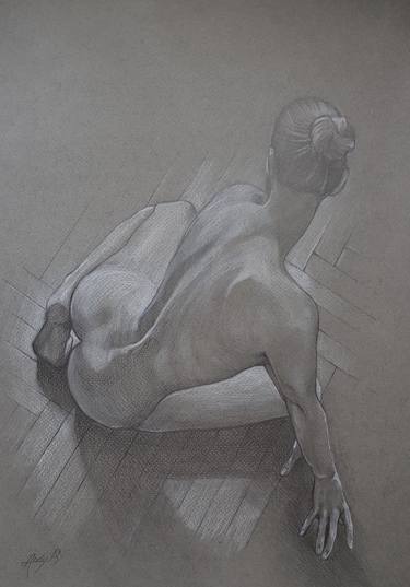 Original Figurative Nude Drawings by Andrii Roshkaniuk