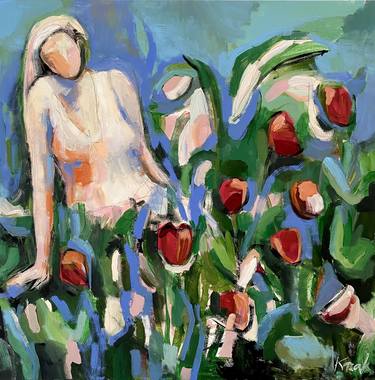 Original Abstract Floral Painting by Magdalena Krzak