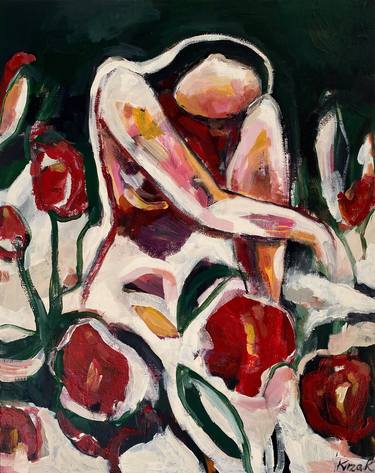 Original Abstract Women Painting by Magdalena Krzak