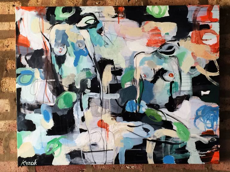 Original Abstract People Painting by Magdalena Krzak