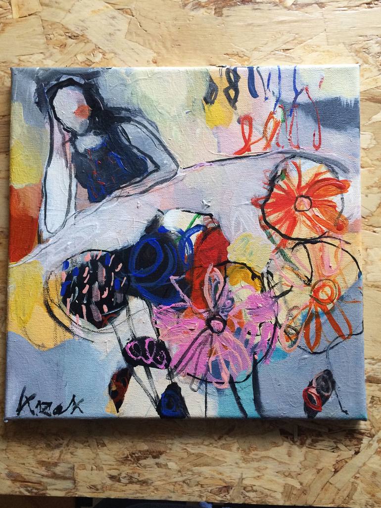 Original Abstract Floral Painting by Magdalena Krzak