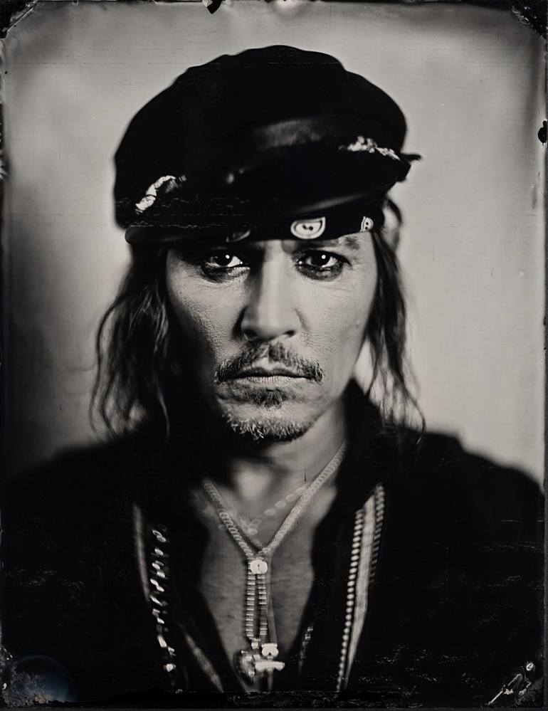 black and white portraits of johnny depp