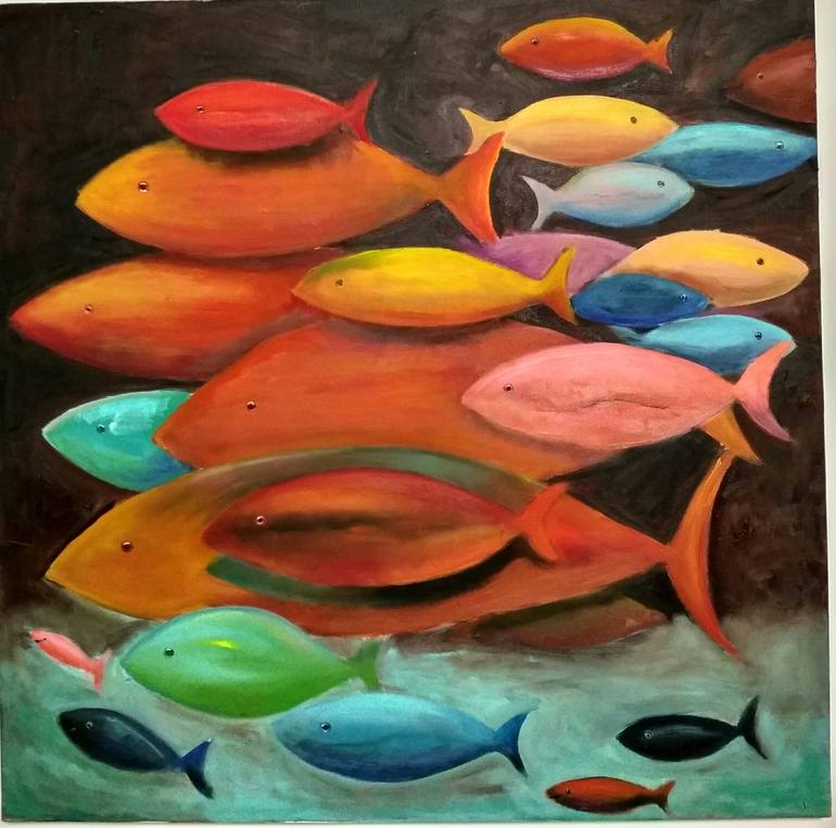 Original Abstract Fish Painting by Anastasia Salo