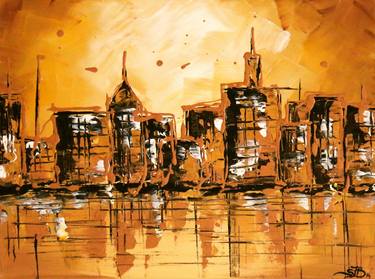 Original Abstract Cities Paintings by Shazia Basheer