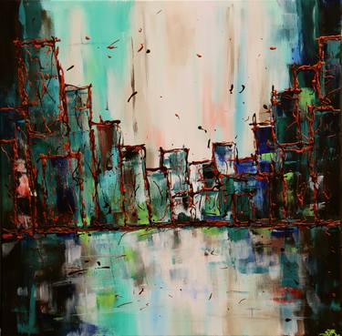 Original Abstract Cities Paintings by Shazia Basheer