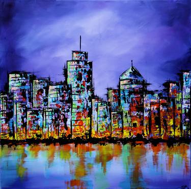 Original Abstract Cities Paintings by Shazia Basheer