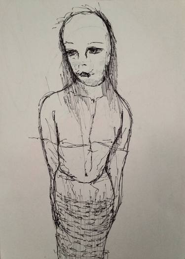 Original Expressionism Portrait Drawing by Adam Roshan