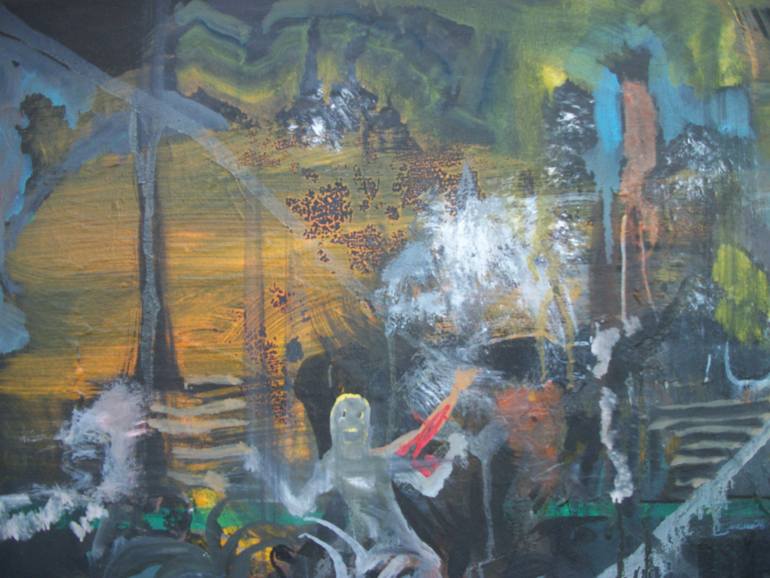 Original Abstract Expressionism People Painting by Rafail Kokkinos