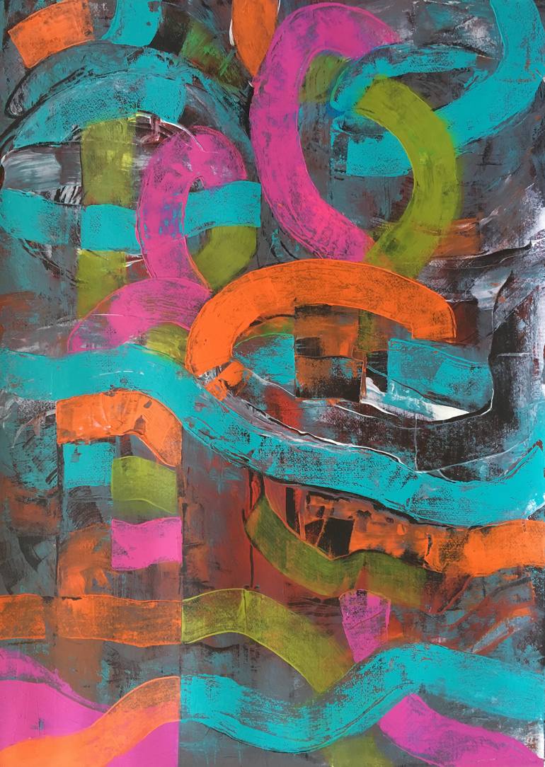 Original Abstract Painting by Michele Tragakiss | Abstract Art on Paper | The Long Way Home